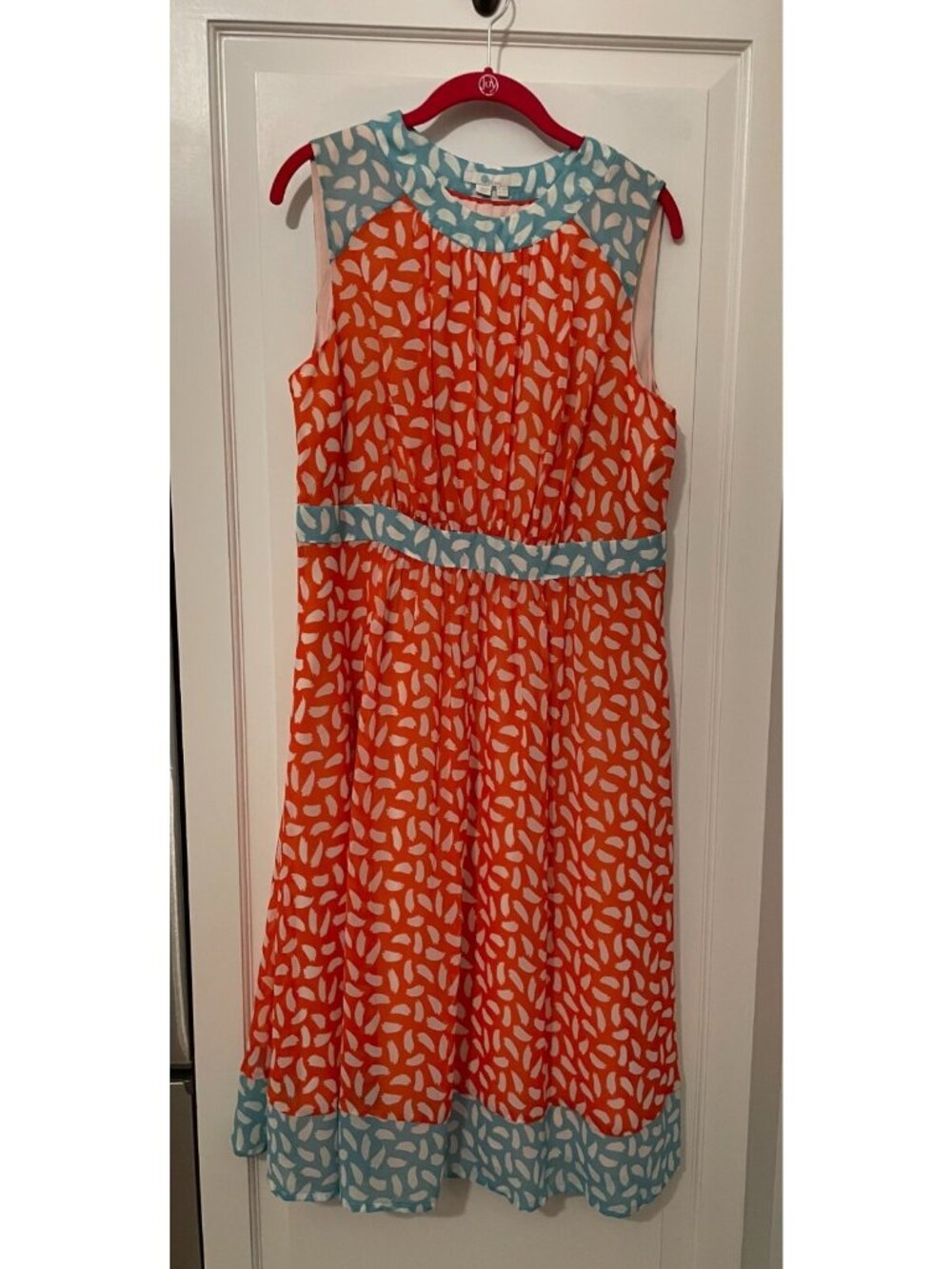 Boden Womens US Size 12R Sylvie Brush Stroke Print Orange/Aqua Sleeveless